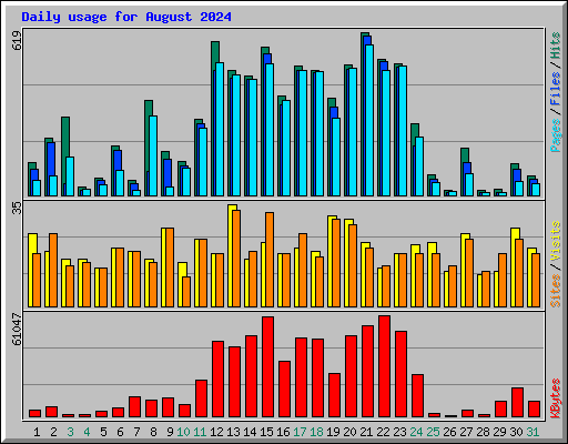 Daily usage for August 2024