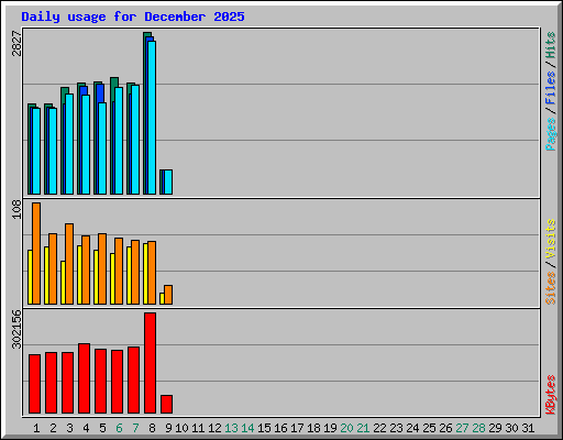 Daily usage for December 2025