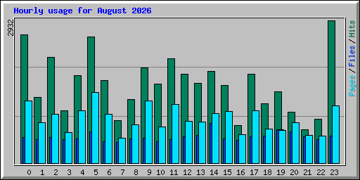 Hourly usage for August 2026